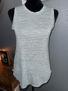 Athleta Sleeveless Gray Stripe Tank Top - Casual Women’s Top